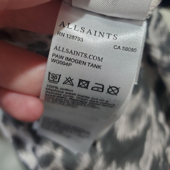 All Saints Imogen Paw Tank Gray Leopard Print XS - Picture 5 of 5